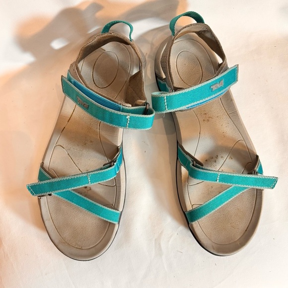TEVA Sz 8 Teal Comfort Hiking Sandals Velcro Closure For Adjustability and Fit - Picture 2 of 13